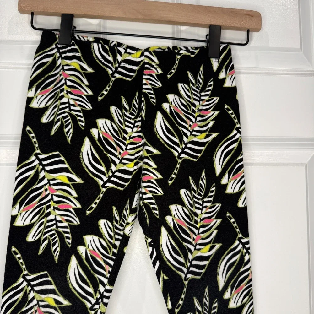 Gymboree Girls Tropical Leaf Zebra Print Capri Leggings Black‎ Size 7/8